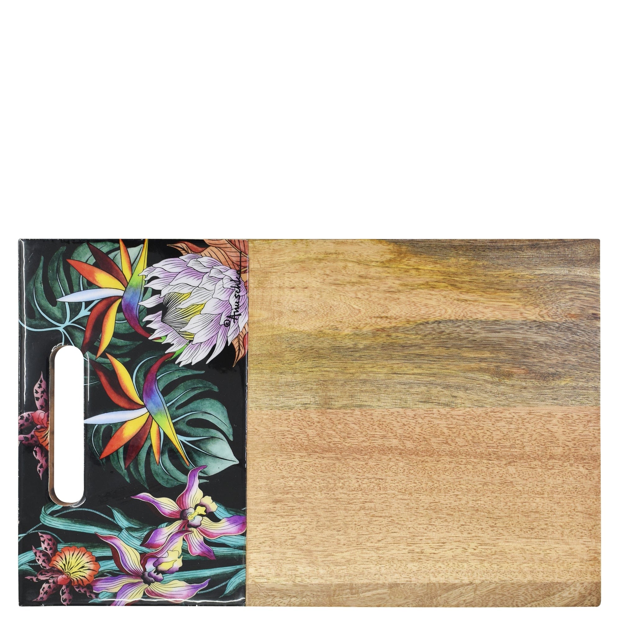 Wooden Printed Cutting Board - Durable, solid and lightweight mango wood - Tropical Floral