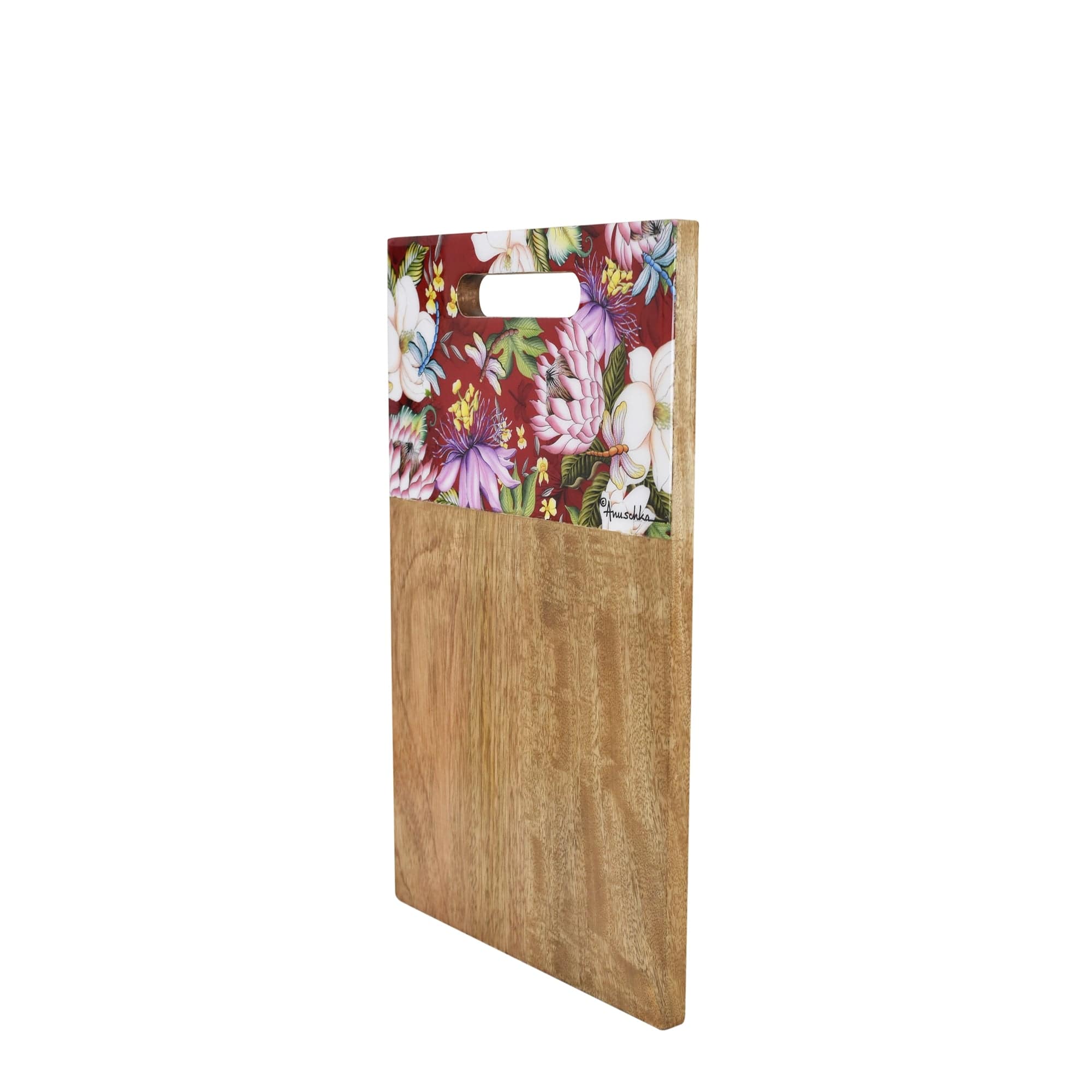 Wooden Printed Cutting Board - Durable, solid and lightweight mango wood. - Floral