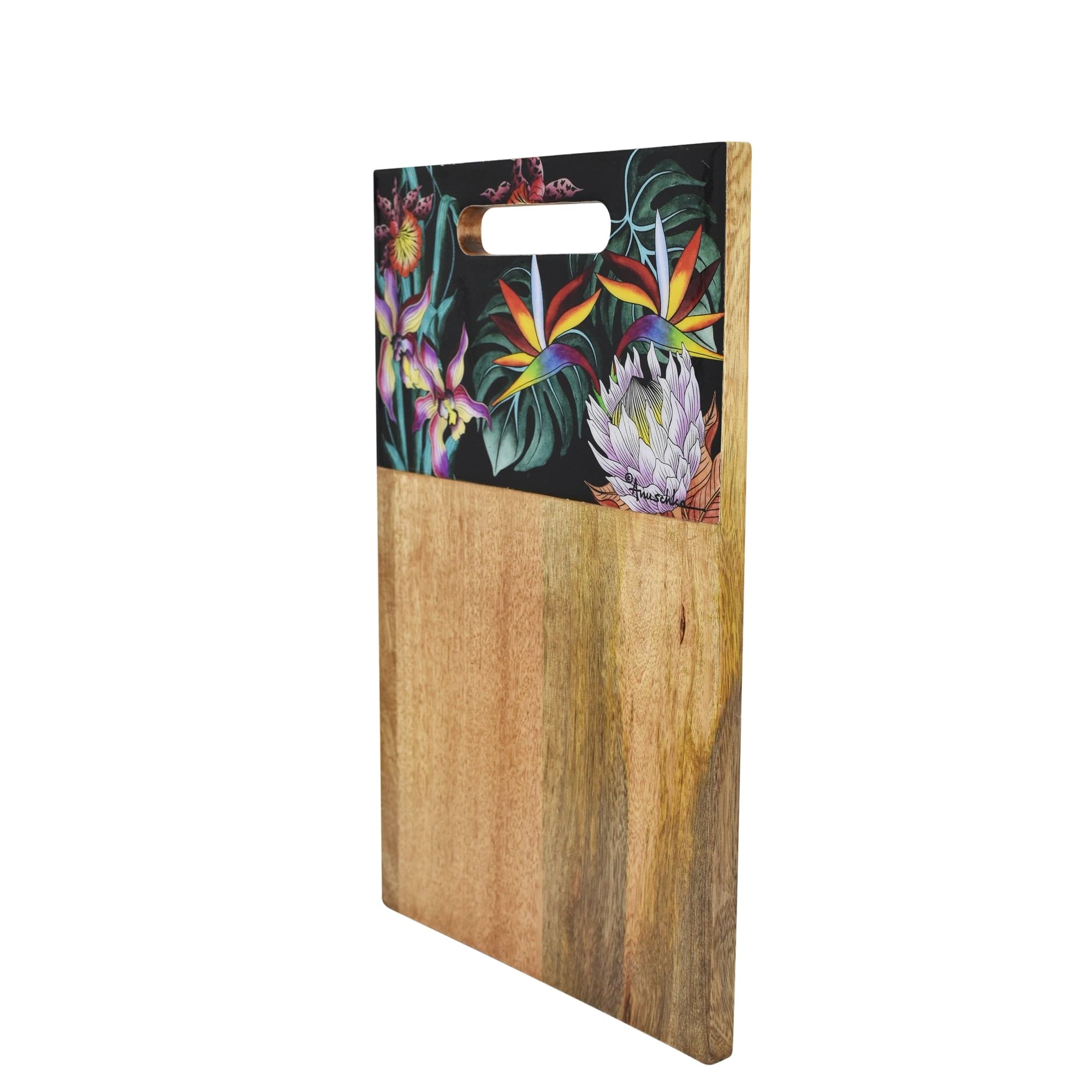 Wooden Printed Cutting Board - Durable, solid and lightweight mango wood - Tropical Floral
