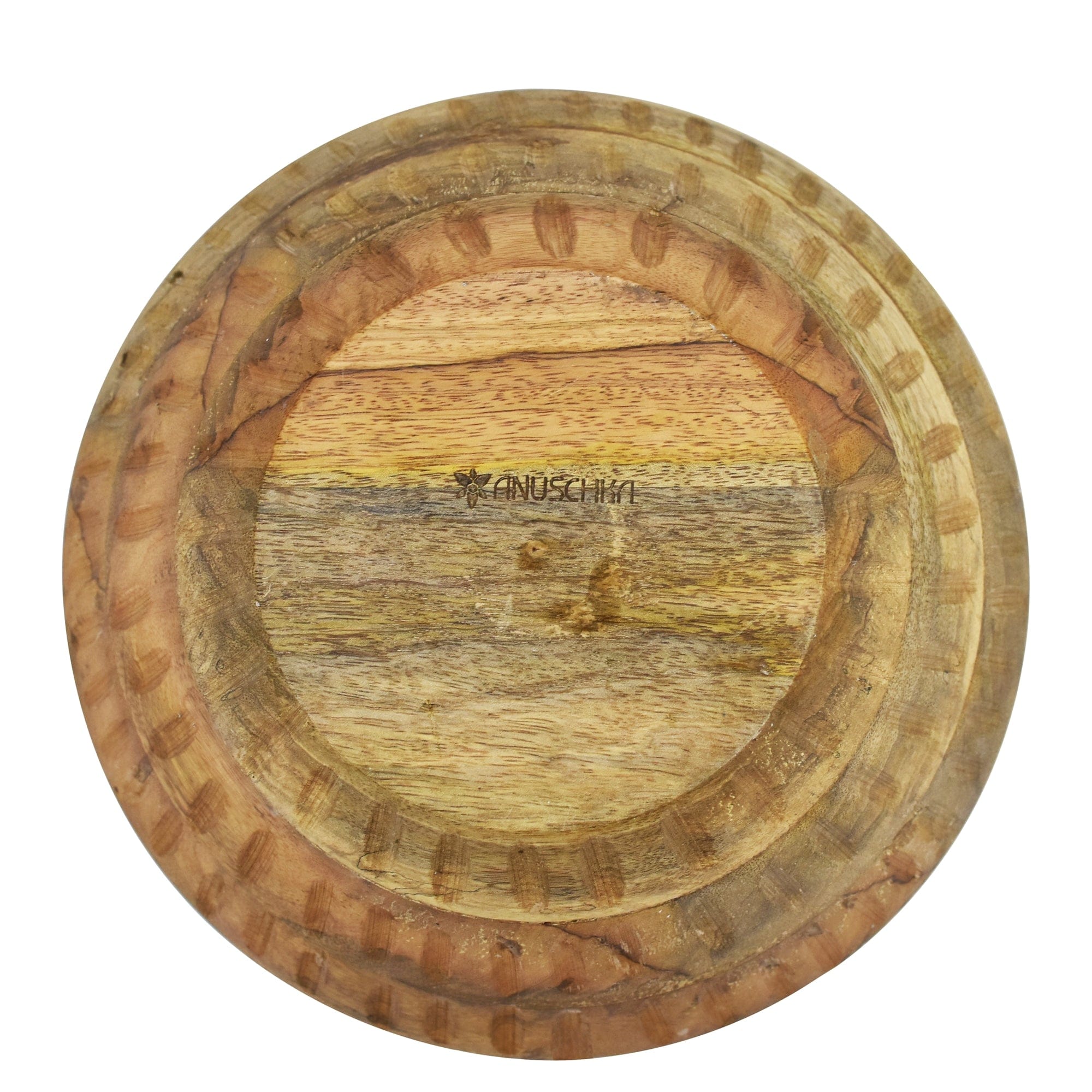 Wooden Printed Bowl - Made of natural mango wood with enamel inlay - Animals