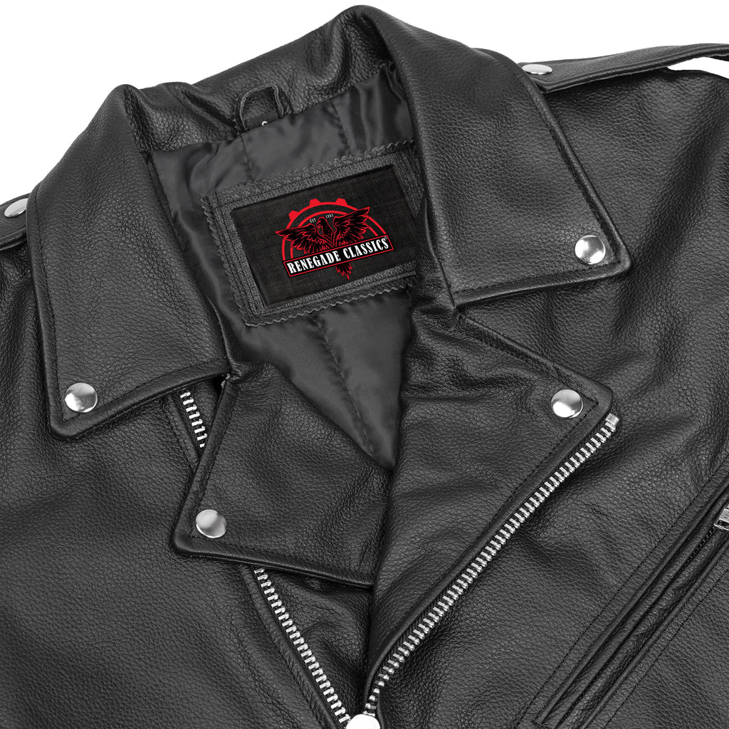Classic Star Black Men's Leather Motorcycle Jacket – Adjustable Fit