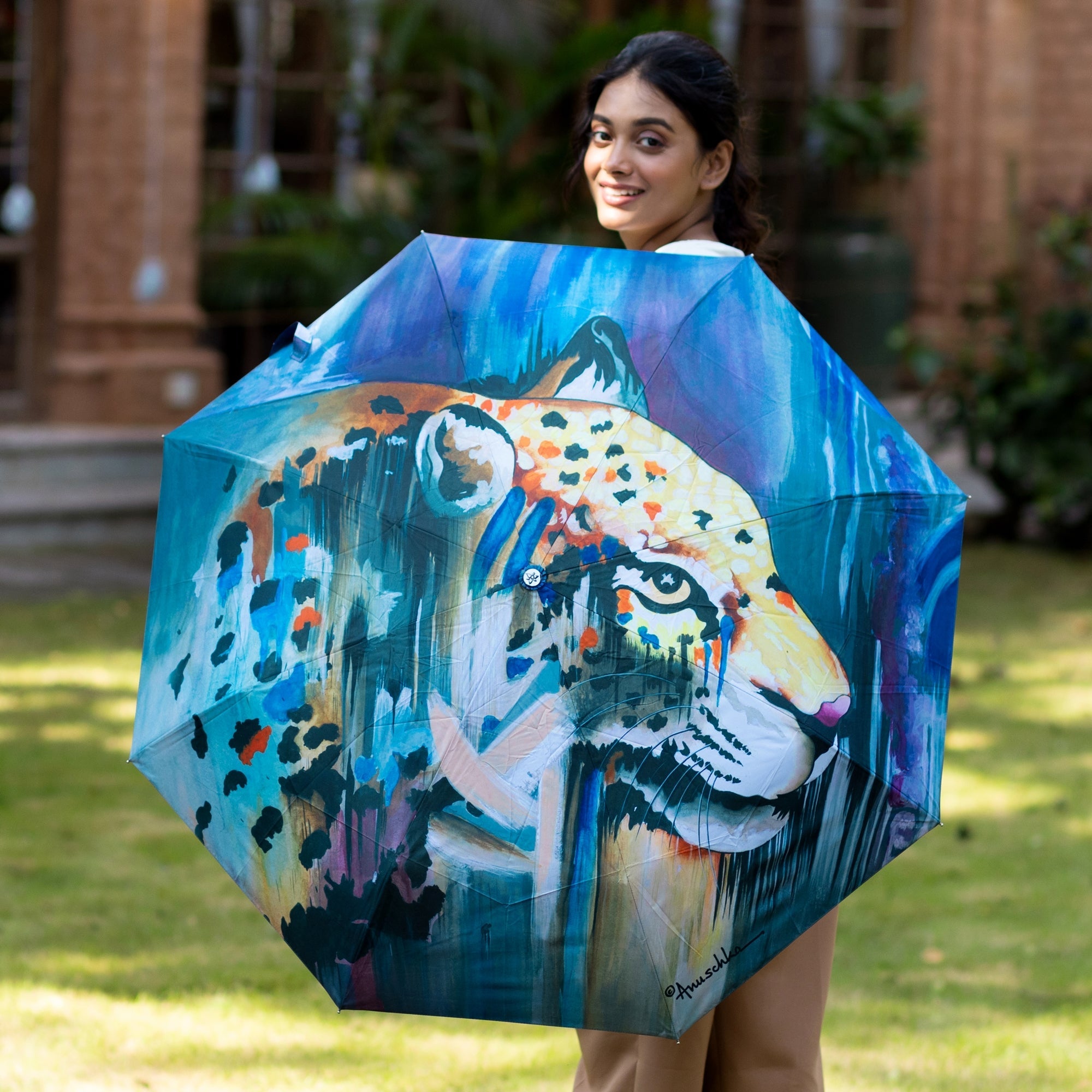 Auto Open/ Close Printed Umbrella - Leopard