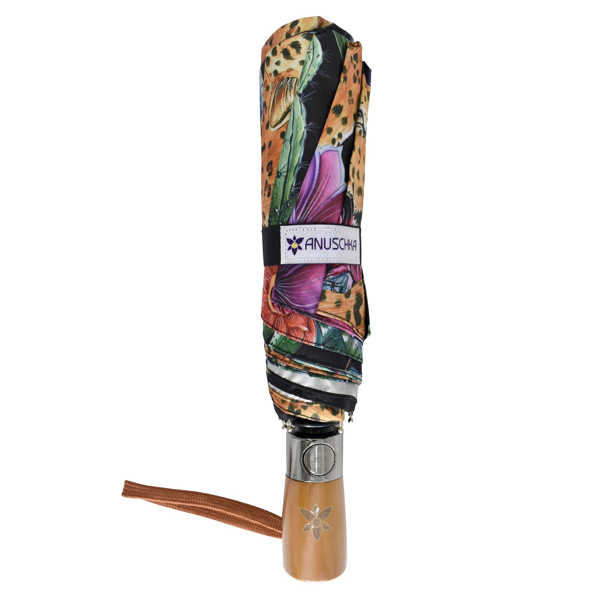 Auto Open/ Close Printed Umbrella - Leopard Floral