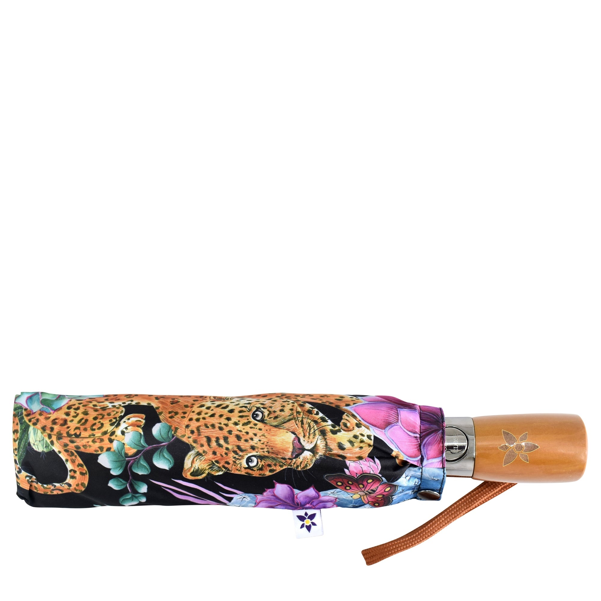 Auto Open/ Close Printed Umbrella - Leopard Floral