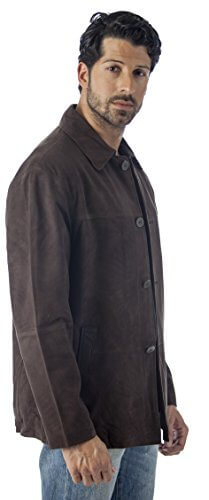 REED Men's Quello 4 Button Water Repellent Suede Leather Jacket - Imported