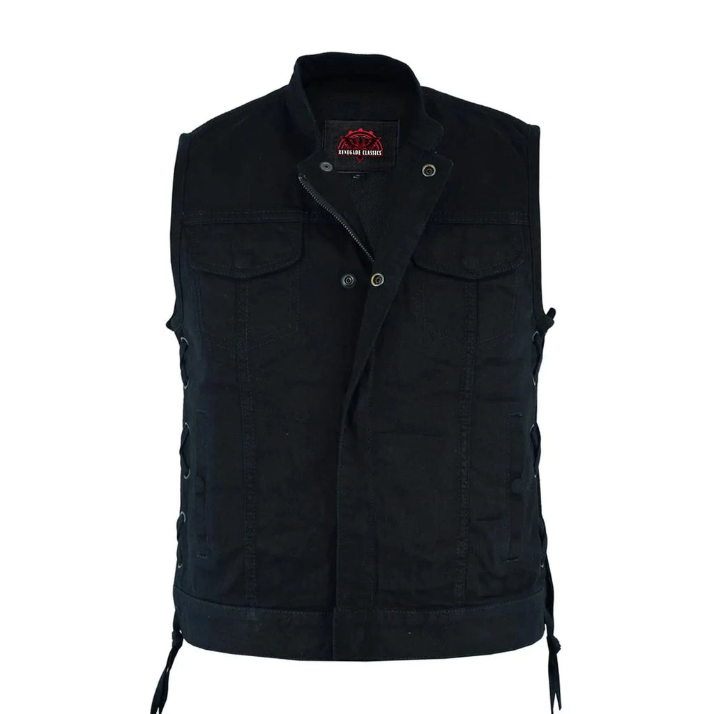 Women's Advance Side Laces Black Construction Denim Vest