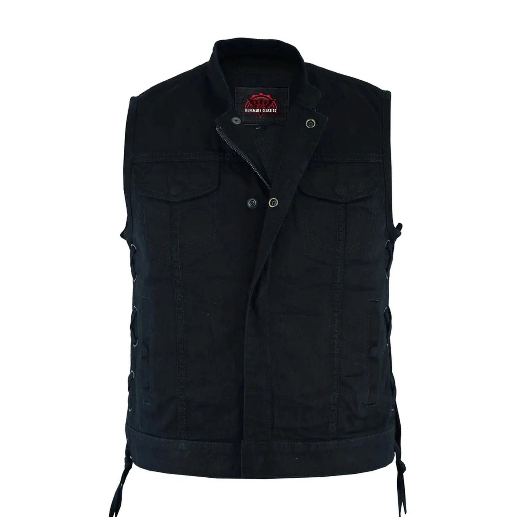 Women's Advance Side Laces Black Construction Denim Vest