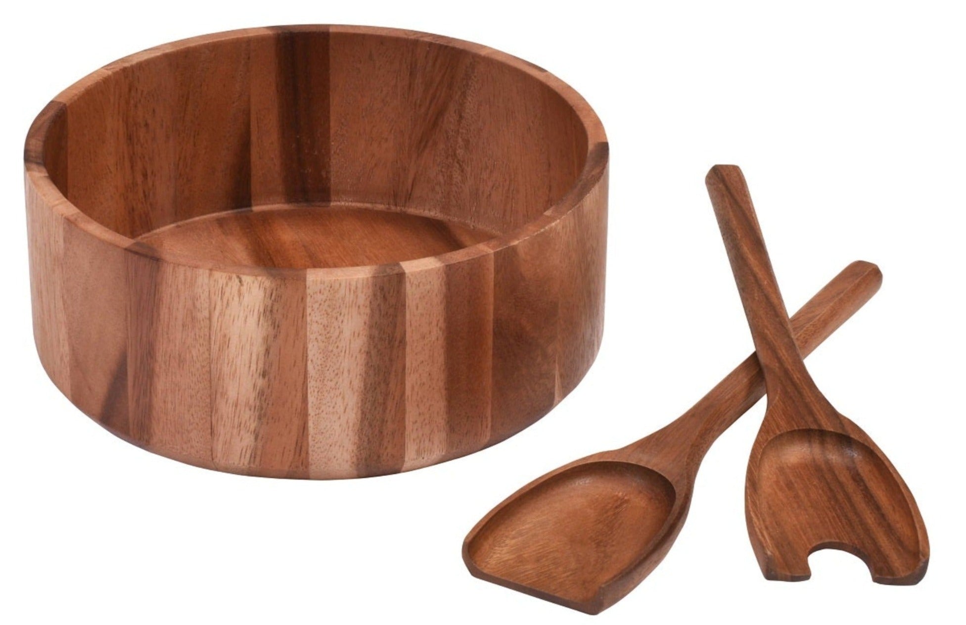Acacia Wood Large Salad Bowl with Servers