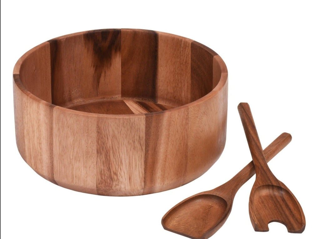Acacia Wood Extra Large Salad Bowl with Servers