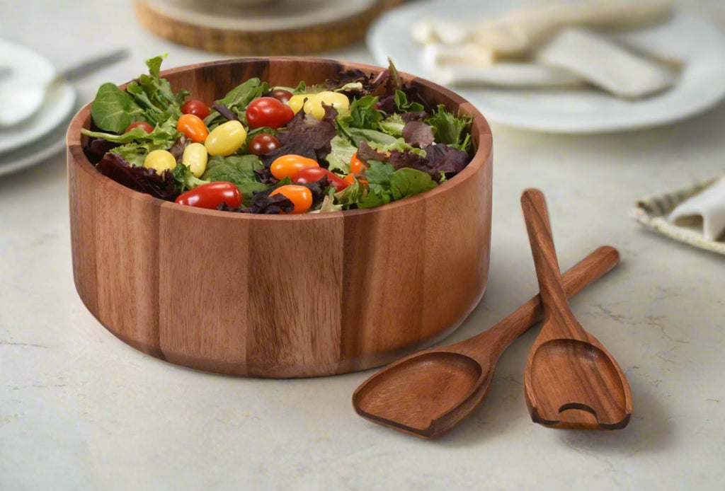 Acacia Wood Extra Large Salad Bowl with Servers