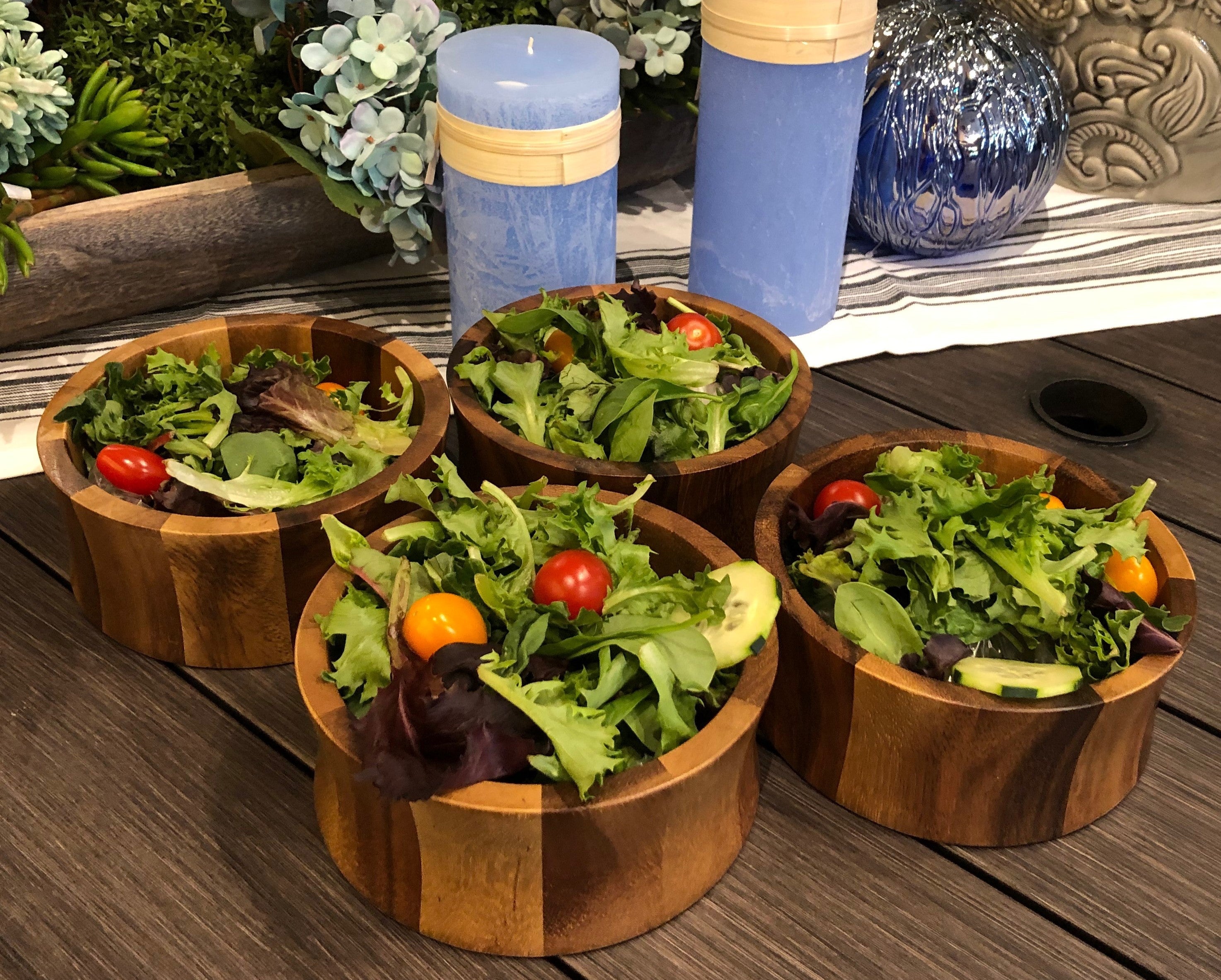 Acacia Wood Individual Salad Bowl x 4- 328A4