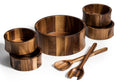 7-piece Large Acacia Wood Salad Bowl with Servers and 4 bowls - 328B7