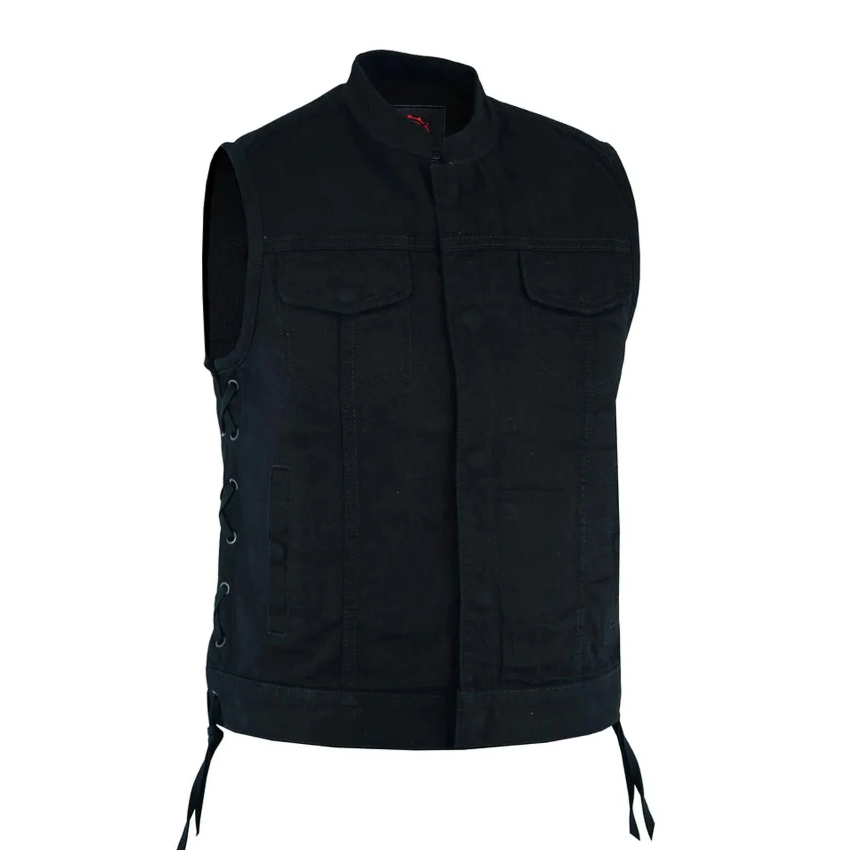 Women's Advance Side Laces Black Construction Denim Vest