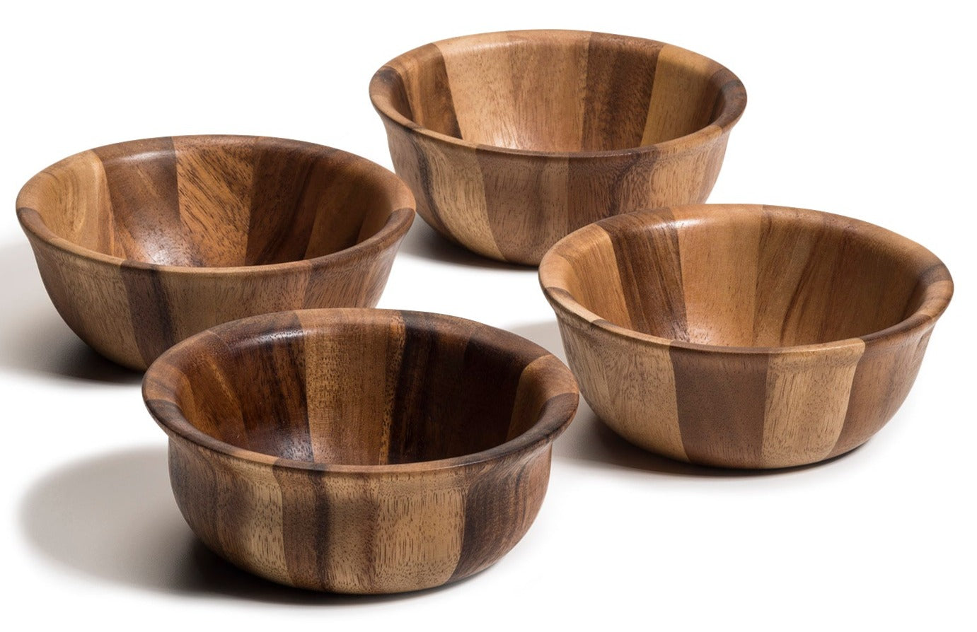 4 Individual Acacia Wood Salad Bowls