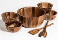 7-piece Large Acacia Wood Salad Bowl with Servers and 4 bowls - 335B7