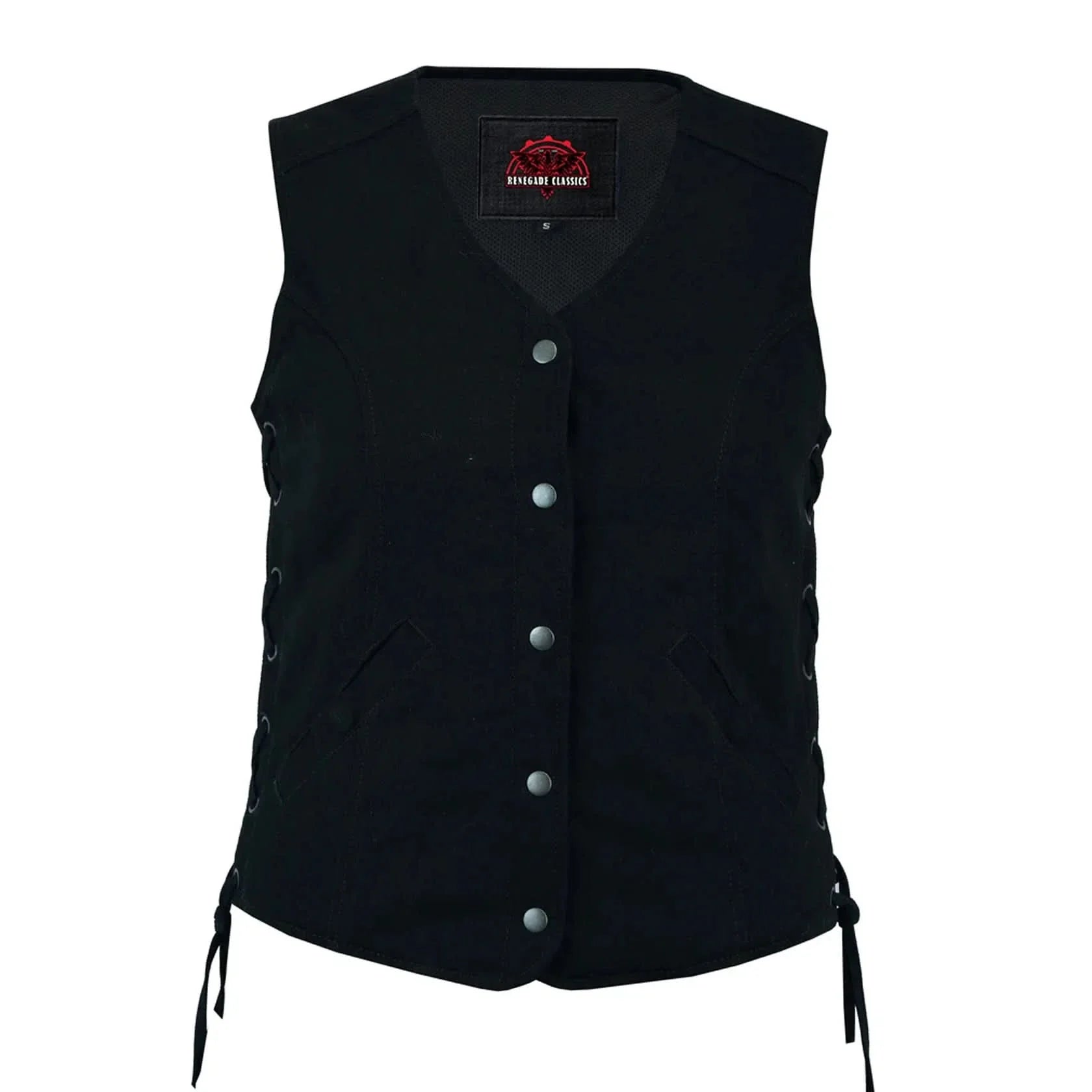 Women's Denim Longer Body ¾ Vest - Side Laces