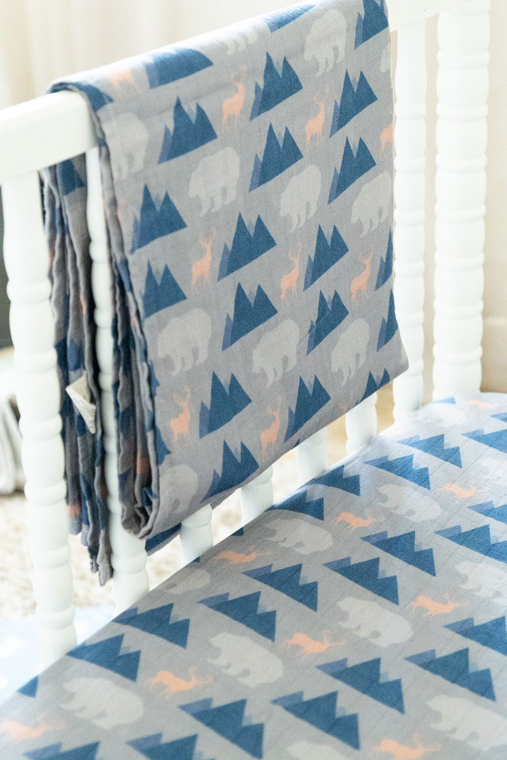 Organic Bamboo Cotton Muslin Crib Sheet in Rustic Retreat