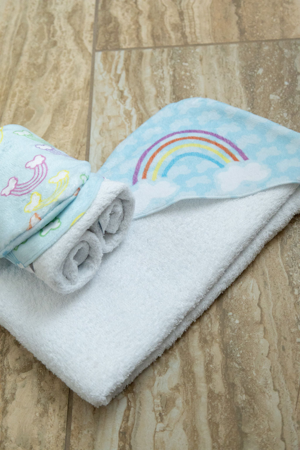 Rainbow Hooded Baby Towel