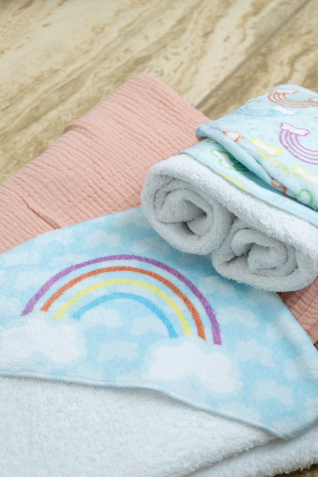 Rainbow Hooded Baby Towel