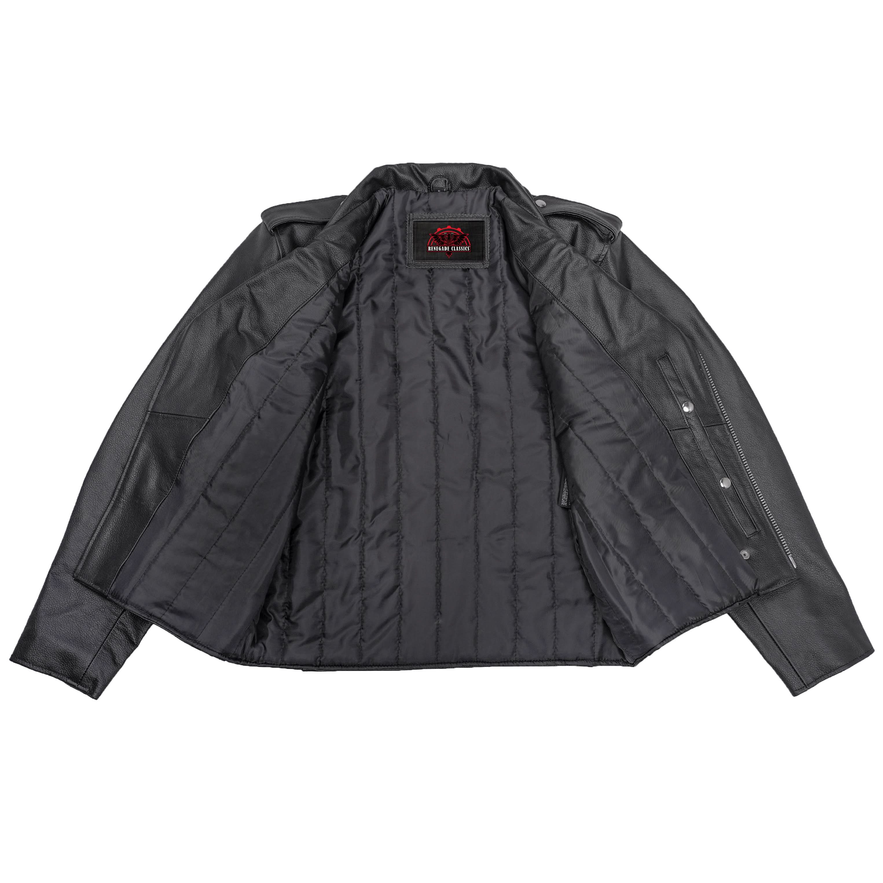 Classic Star Black Men's Leather Motorcycle Jacket – Adjustable Fit