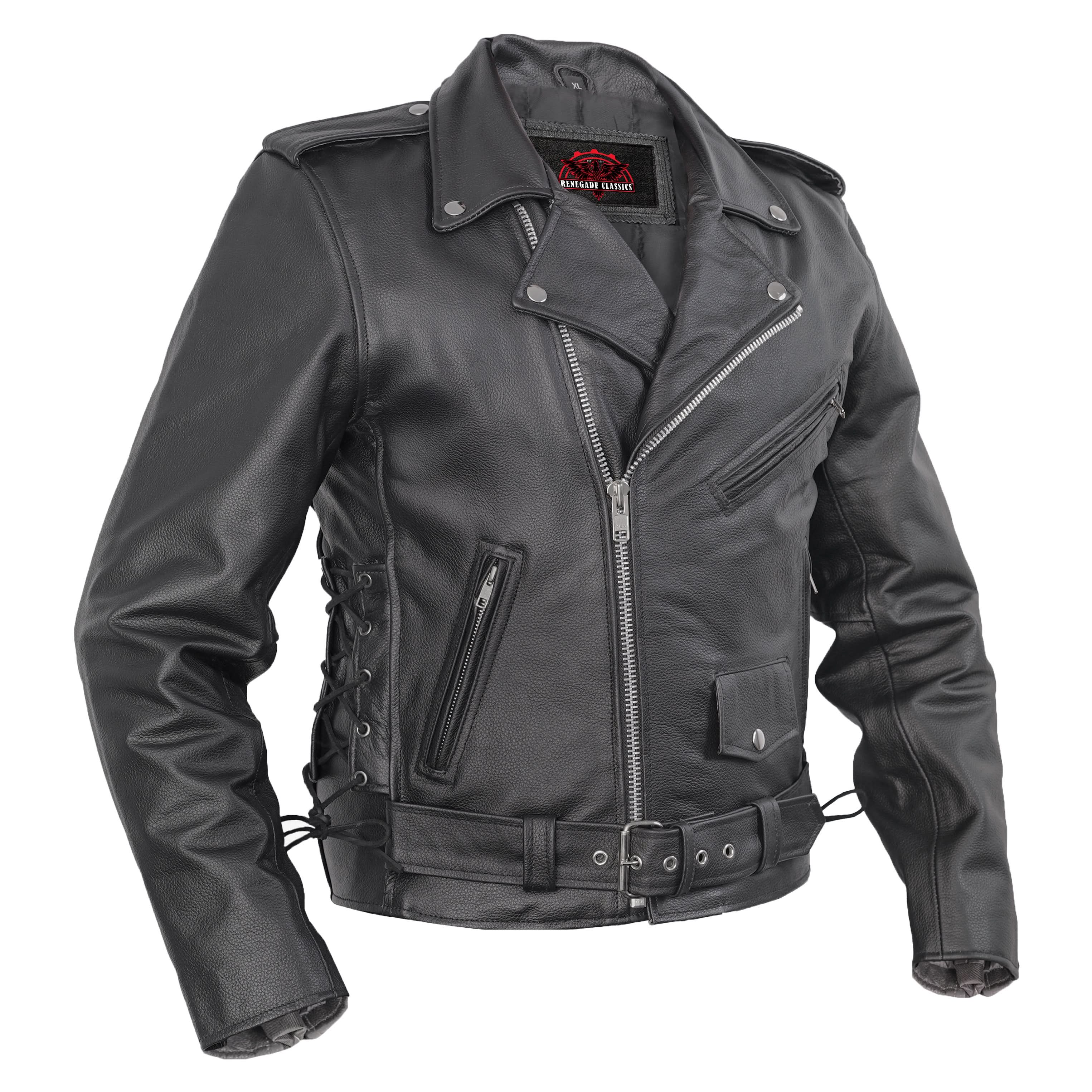 Classic Star Black Men's Leather Motorcycle Jacket – Adjustable Fit