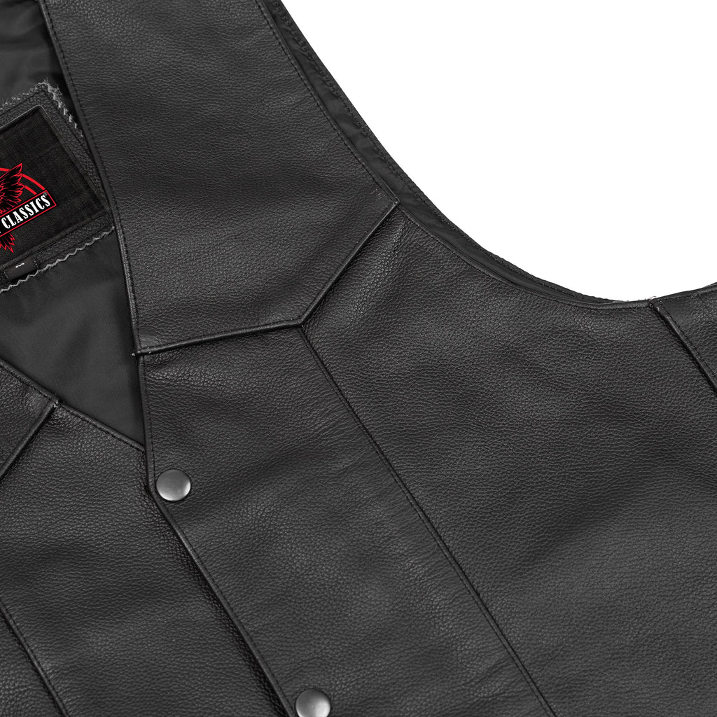 Men's Traditional Leather side lacing Vest - Black