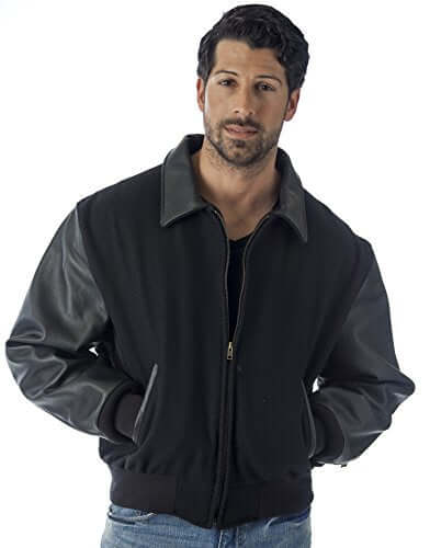 Big and Tall Men's Executive Leather Varsity Jacket Union Made in USA