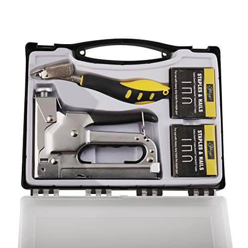 eZthings Staple Gun Stapler Tool Set - 3 in 1 Heavy Duty kit with 2400 Staples, Nail Steel for Wood Work, Upholstery, Decoration, Carpentry, Furniture
