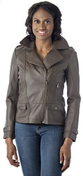 REED Women's Rugged Distressed Leather Jacket Vintage Style - Imported