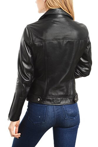 REED EST. 1950 Women's Jacket Genuine Lambskin Leather Biker Fashion Coat - Imported