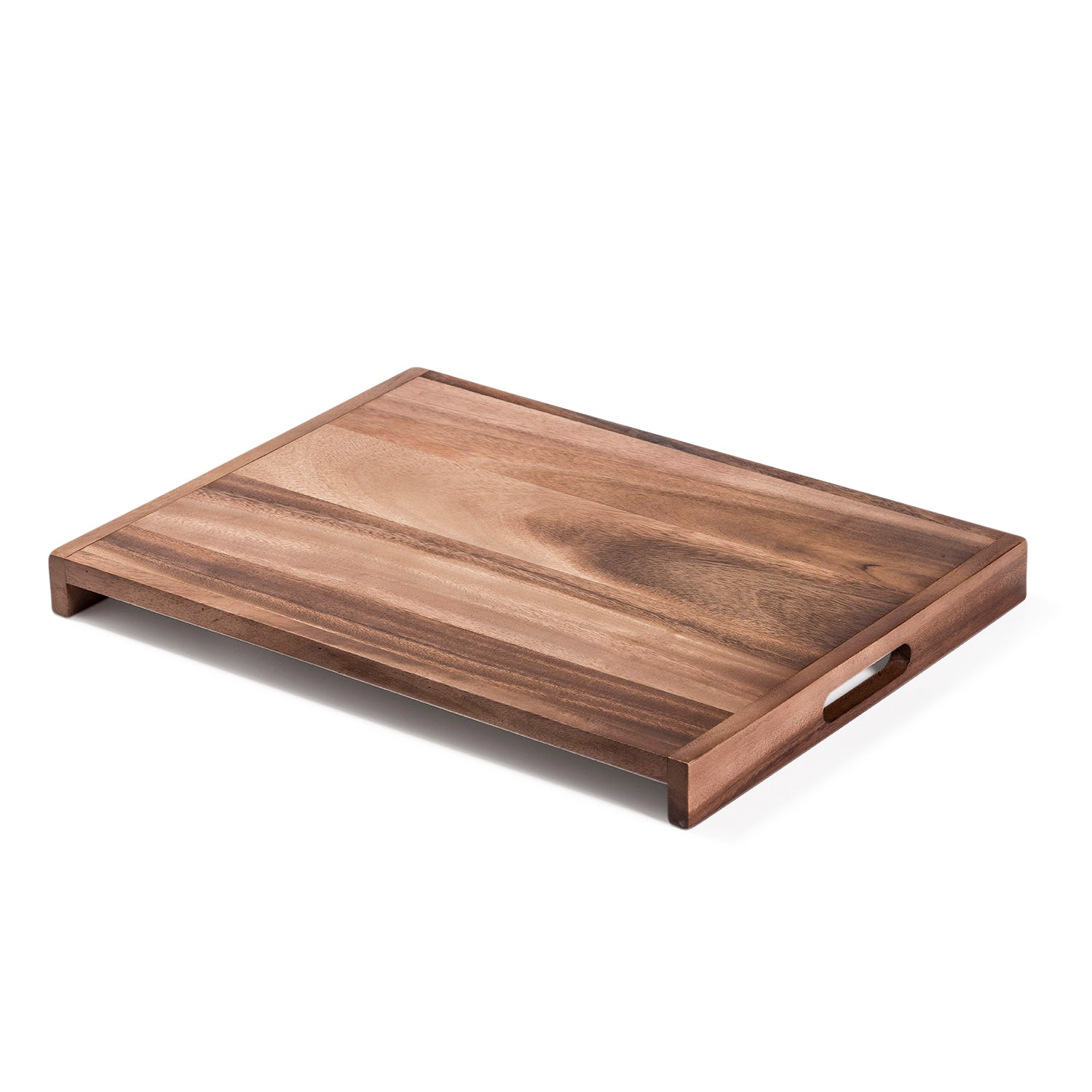 Acacia Wood Large Serving Tray - Solid Bottom