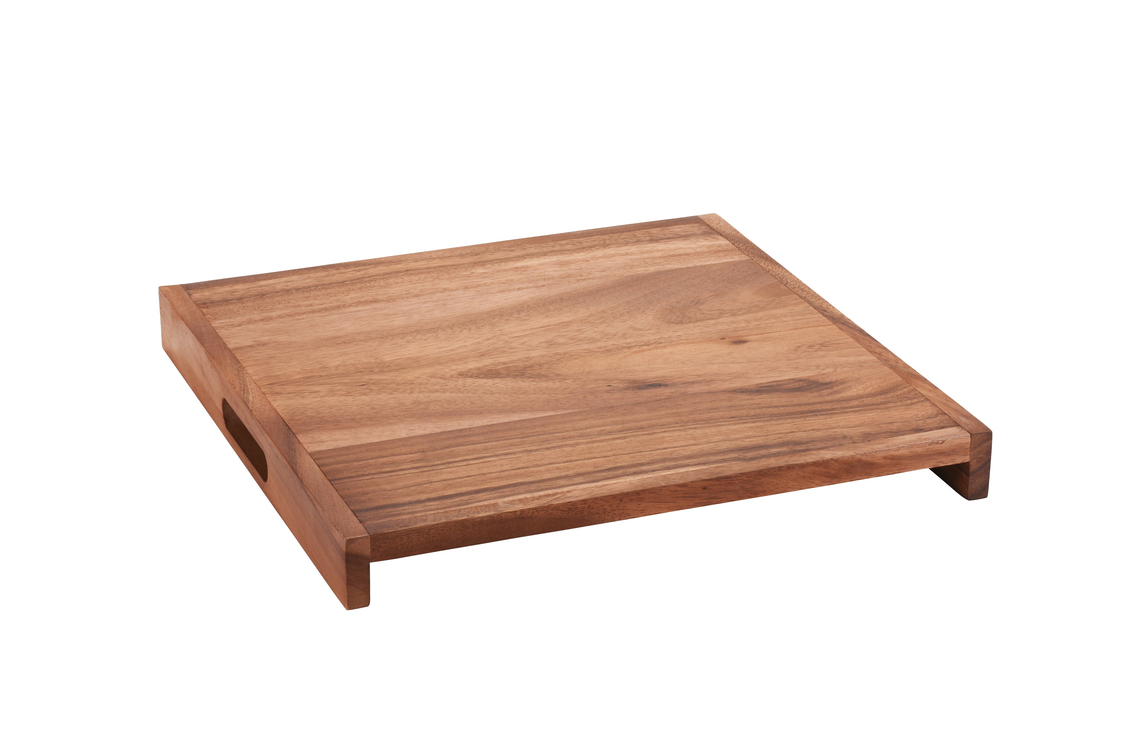 Acacia Wood 16" Serving Tray - Square - Solid Bottom