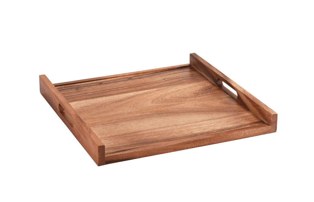 Acacia Wood 16" Serving Tray - Square - Solid Bottom
