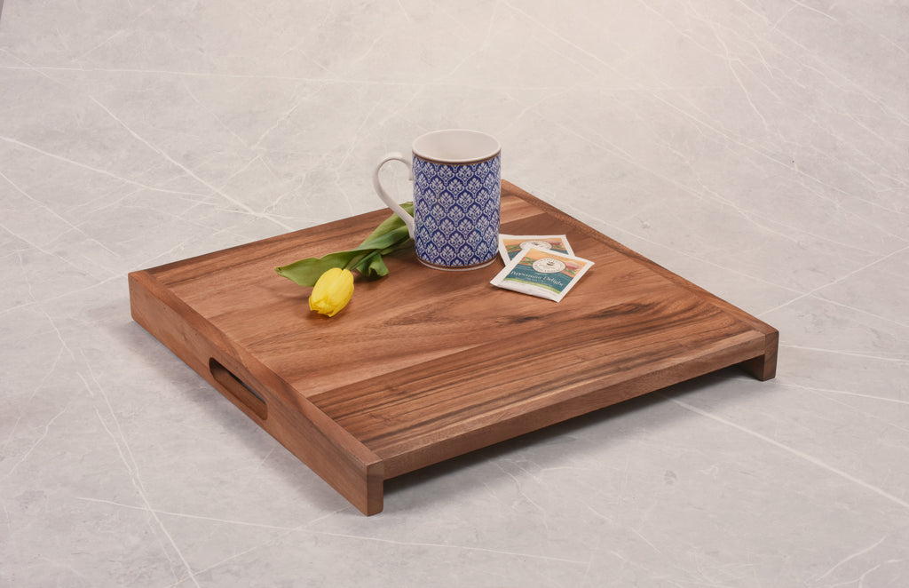 Acacia Wood 16" Serving Tray - Square - Solid Bottom