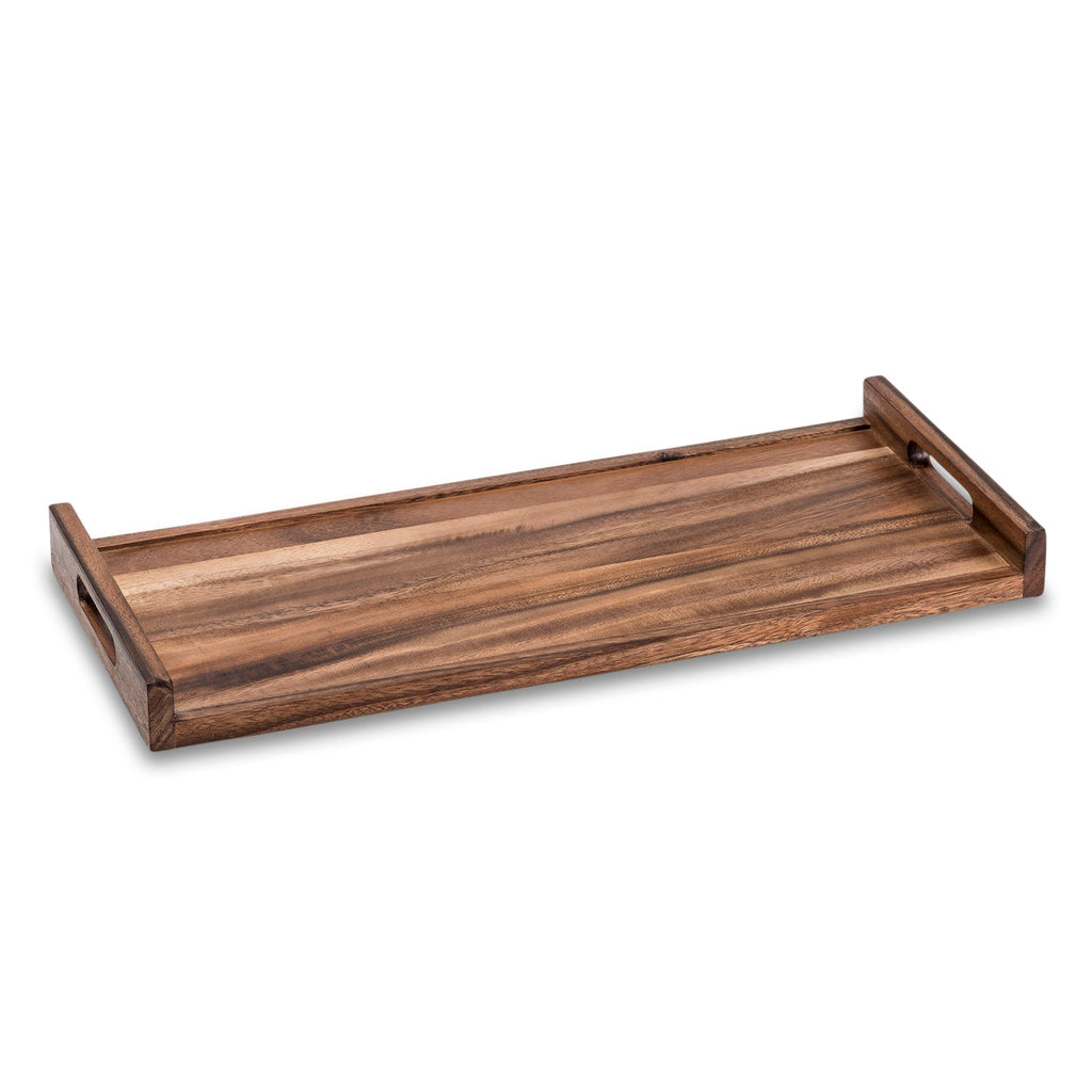 Acacia Wood Long Serving Tray - Solid Bottom