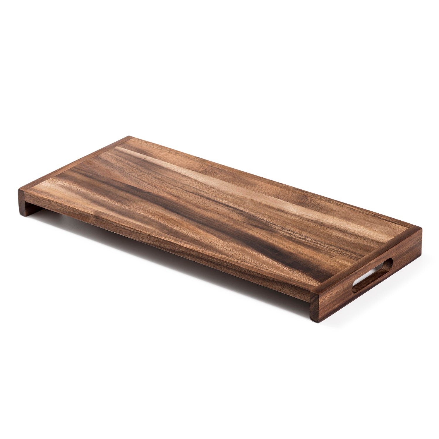 Acacia Wood Long Serving Tray - Solid Bottom