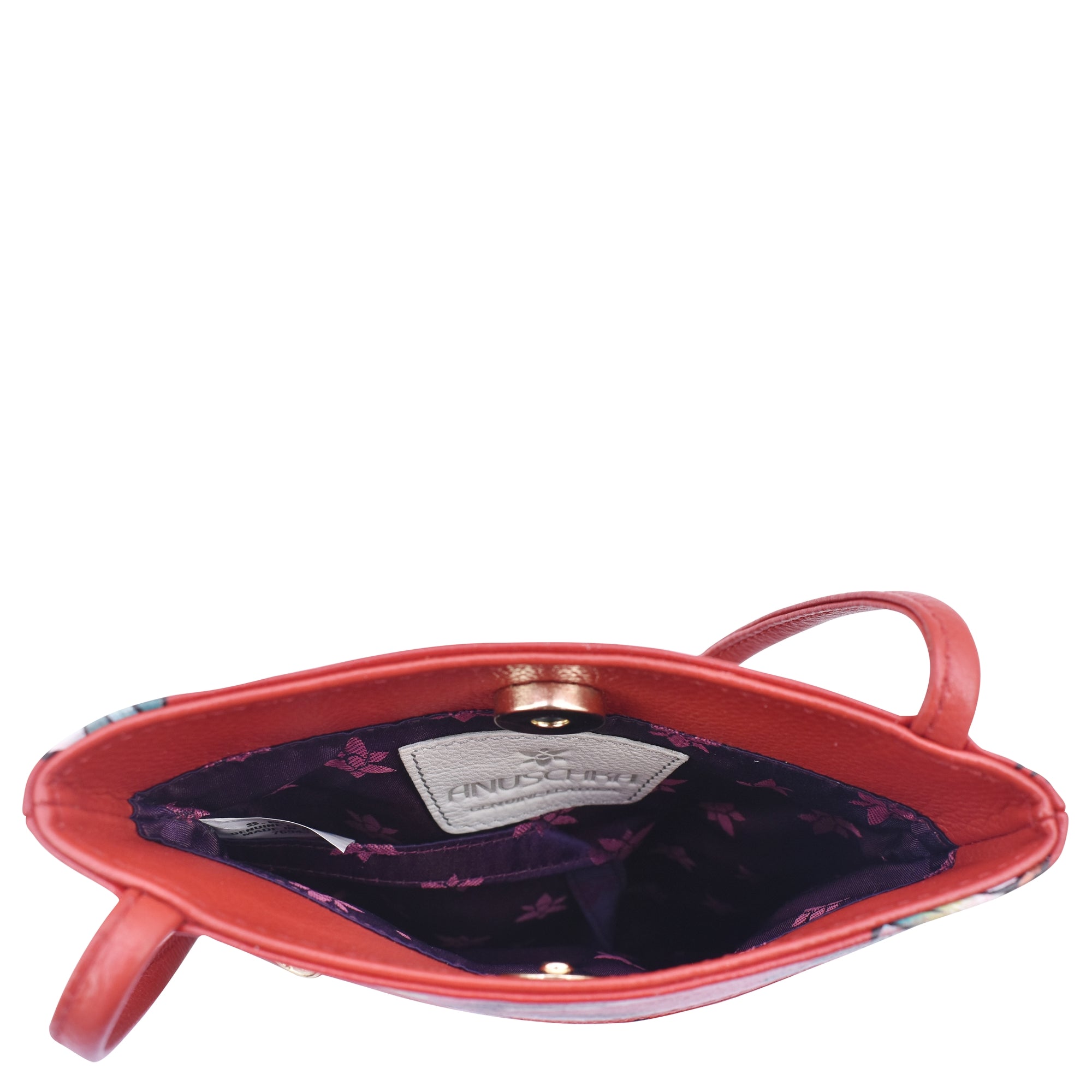 Mini Double Zip Travel Crossbody - 448 Hand painted original artwork. Genuine leather - Floral