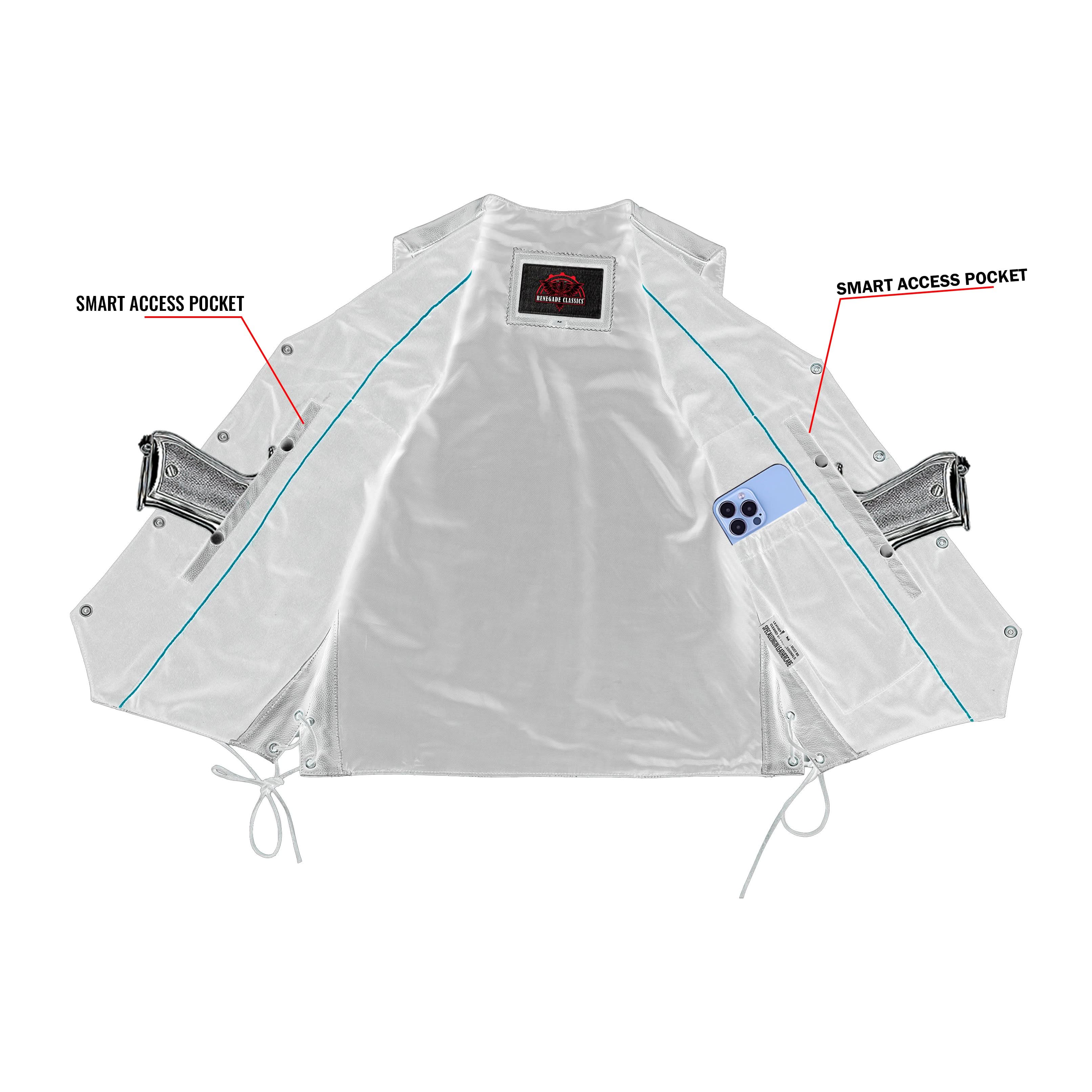 Men's Traditional Leather side lacing Vest - Black