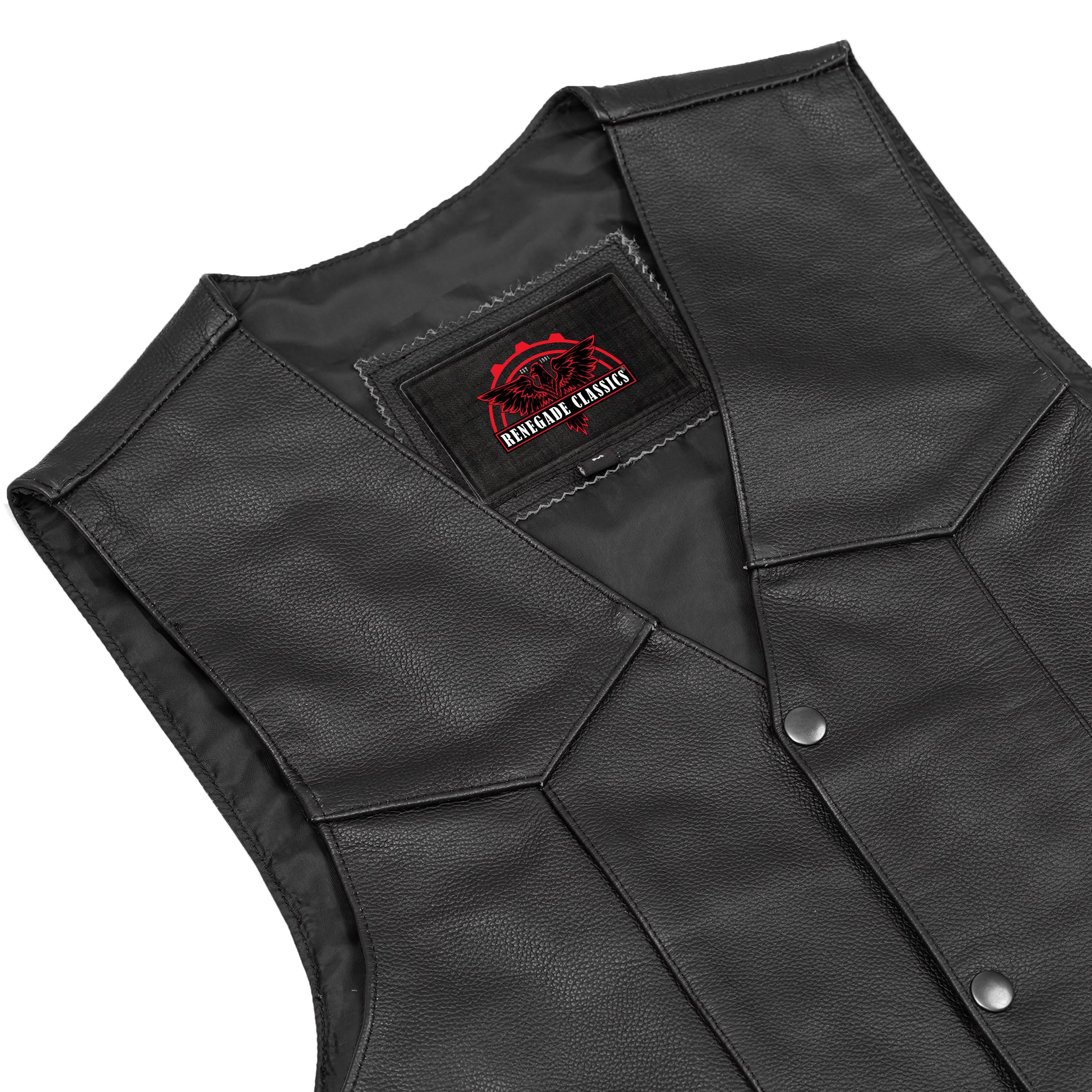 Men's Traditional Leather side lacing Vest - Black
