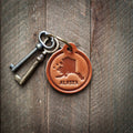 Alaska State Silhouette Leather Keychain Circle