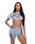 Butterfly & Sequin Multi Layered Tie Skirt