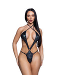 Embossed Velvet Criss-Cross 1PC Cutout Bodysuit