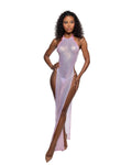 Diamond Sequin Mesh Slit Gown Festival Cover Up
