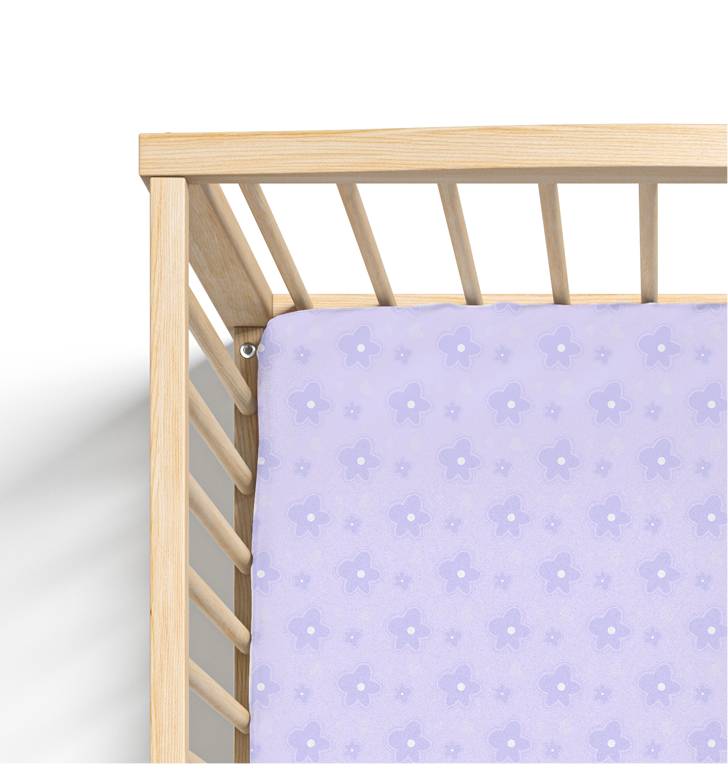 Jersey Knit Polyester Crib Sheet in Field of Daisies