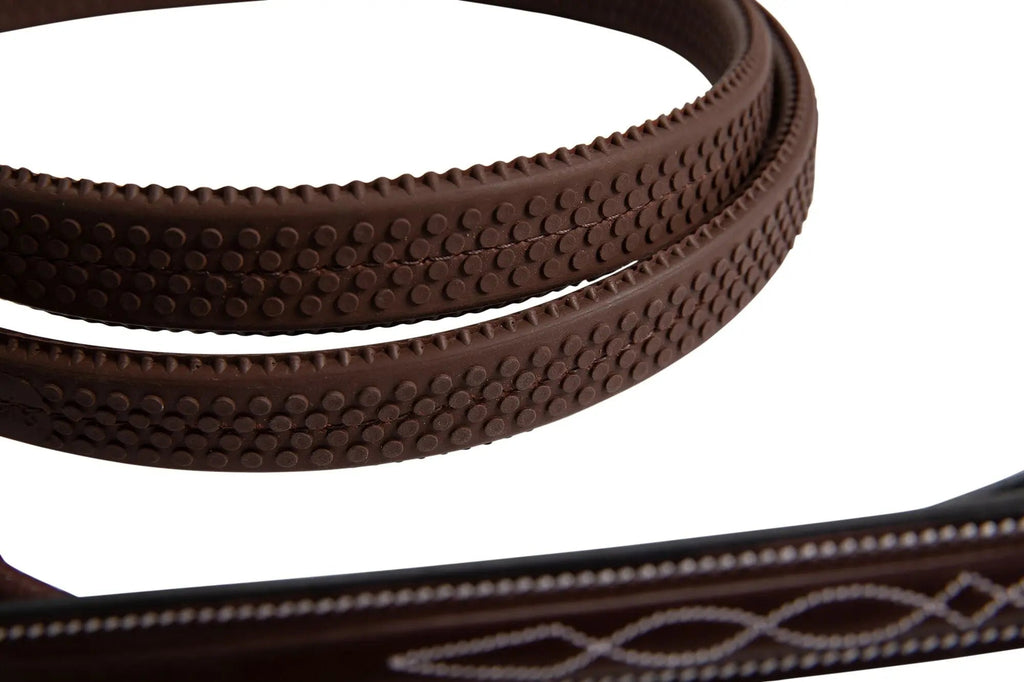 Huntley Equestrian Fancy Stitched Rubber Reins, 5/8" Inch Width