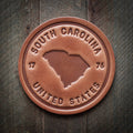 South Carolina State Silhouette Leather Coaster