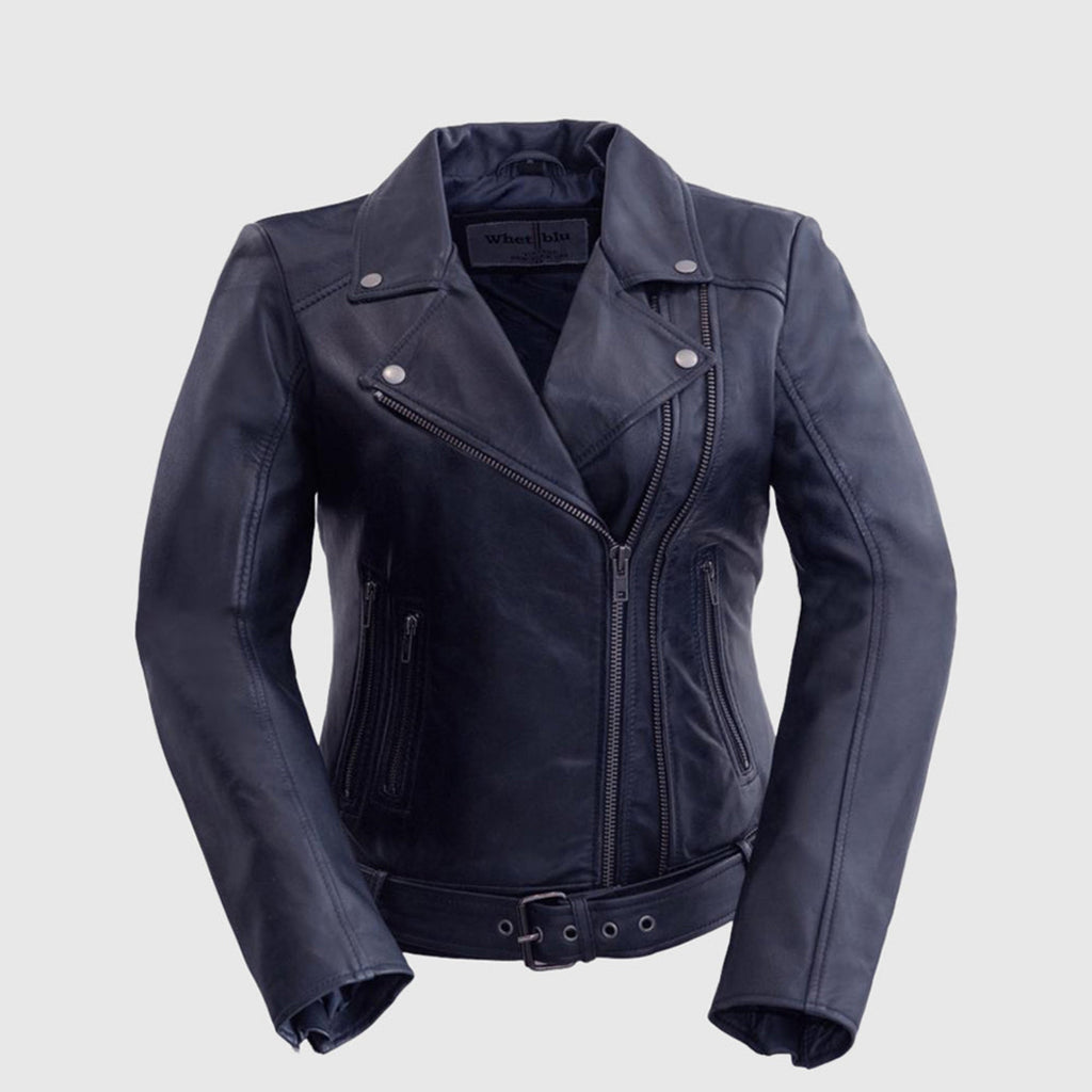 Adeline Women's Double Asymmetrical Zipper Leather Jacket