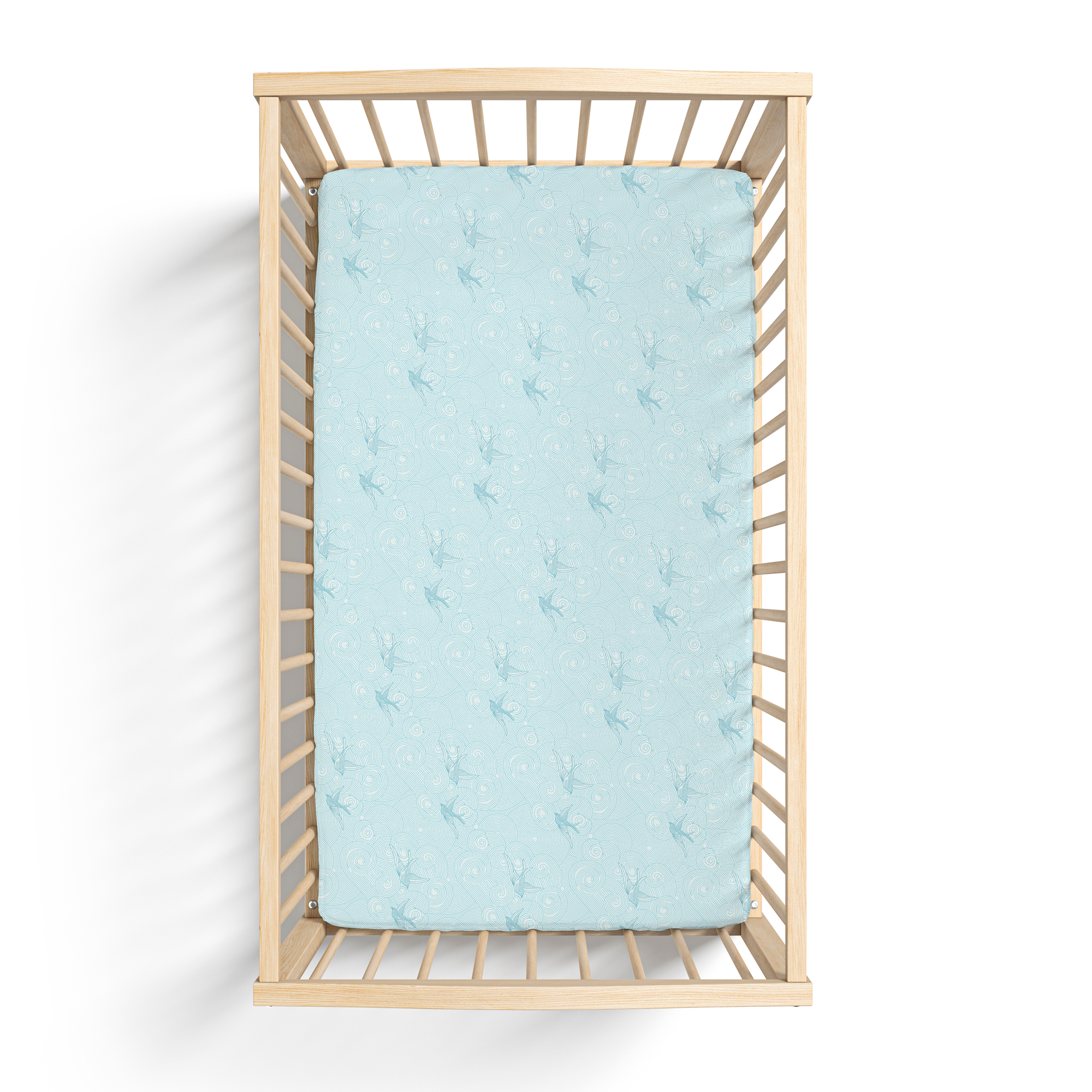 Jersey Knit Polyester Crib Sheet in Tranquil Skies