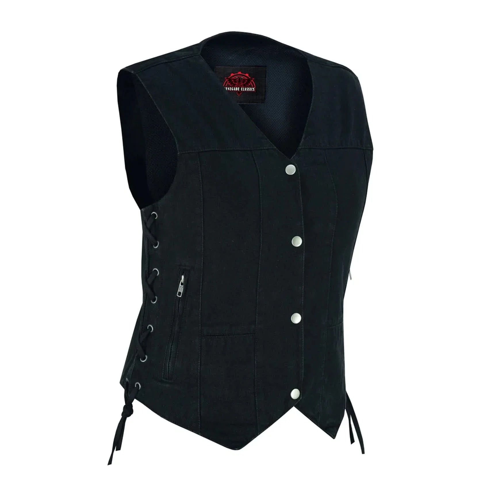 Women's 6 Pocket Denim Utility Vest - Black