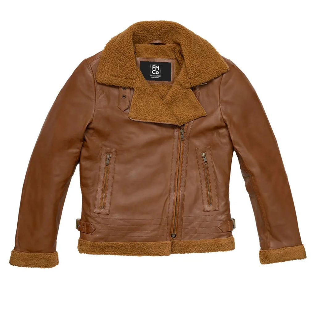 Chelsea Women's Leather Jacket Faux Shearling